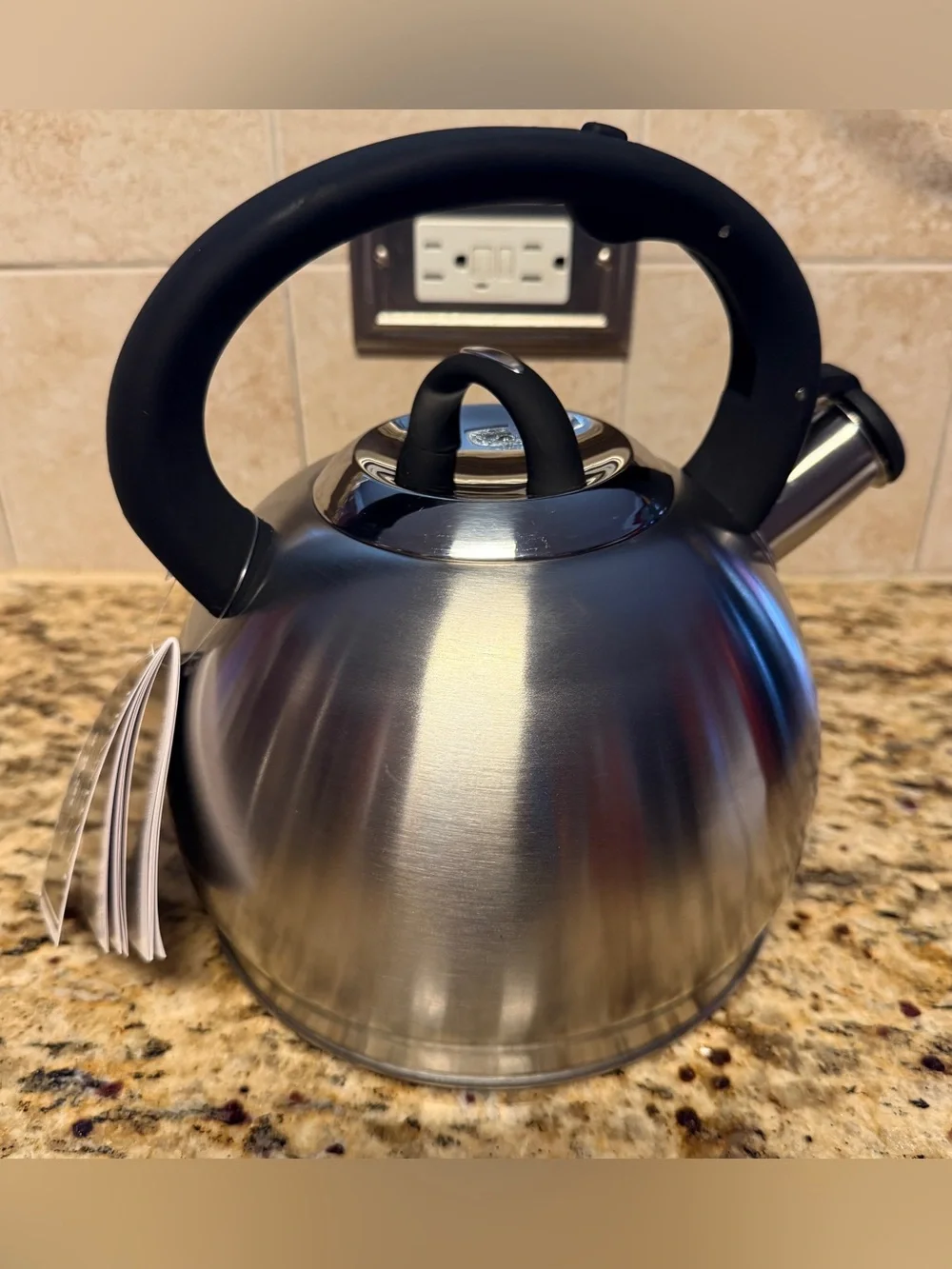Brandani Italy 3 Qt Stainless Steel Whistling Tea Kettle Induction Stove Top NEW
